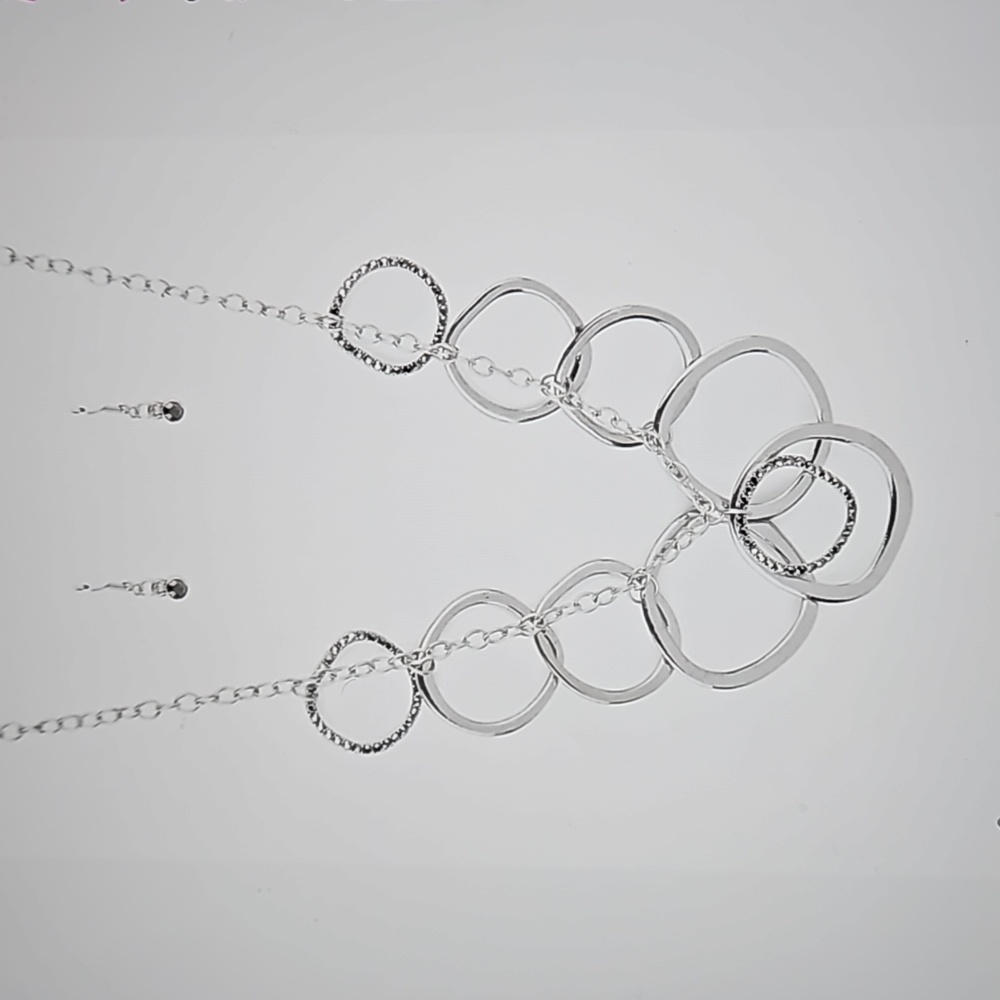 Dizzy With Desire Silver Necklace and Earrings with Black Accents